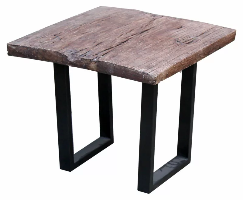 Reclaimed teak bedside table on metal legs