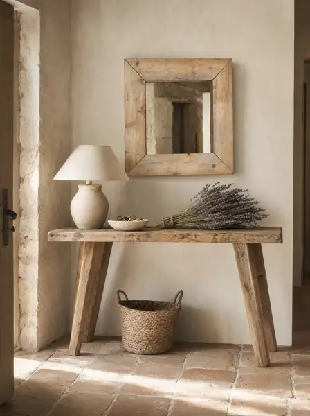 Console et miroir en vieux bois
