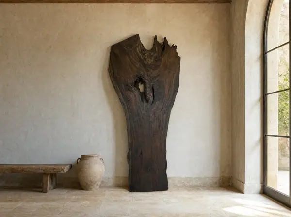 Plateau racine en bois sombre