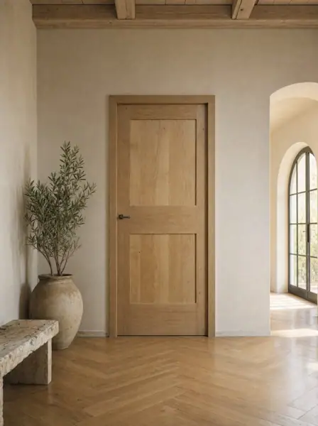 Porte à deux panneaux en chêne clair