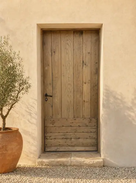 Porte d'entrée modèle Mas en vieux chêne
