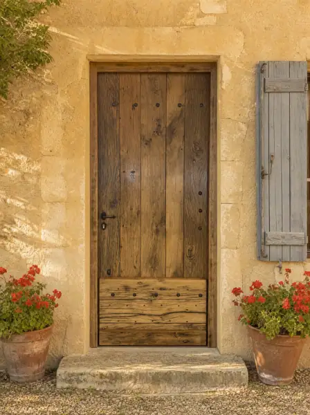 Porte en vieux chêne, bas à clous