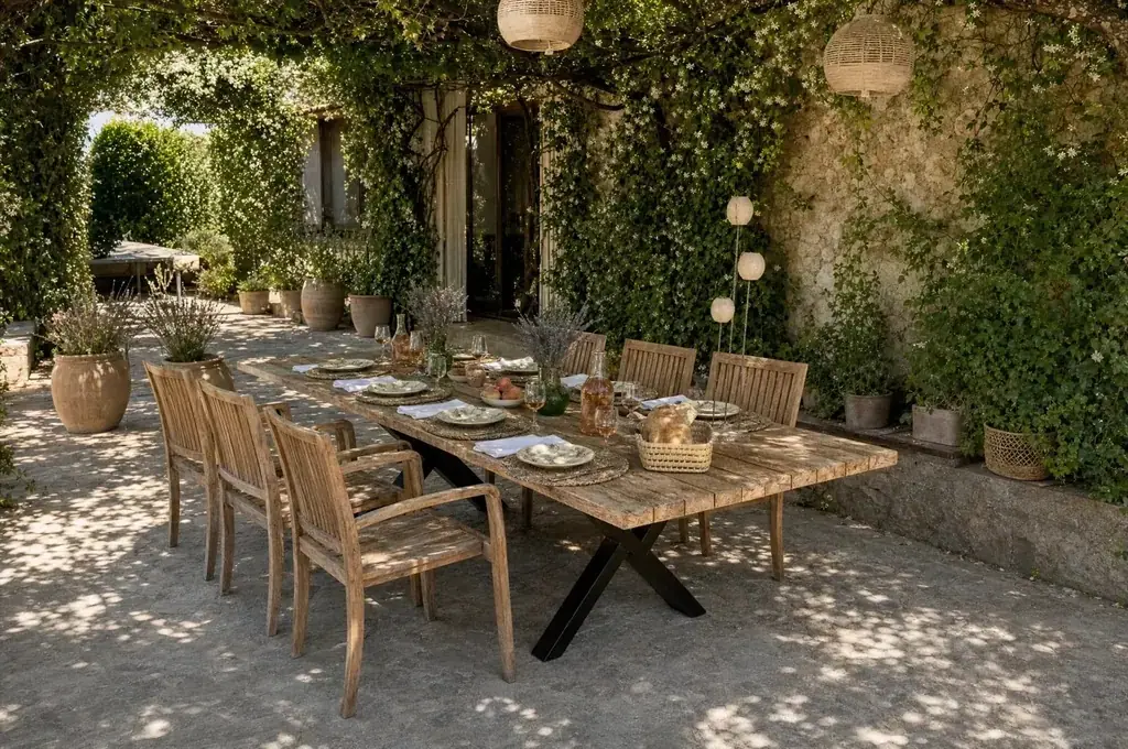 Table de terrasse en vieux teck